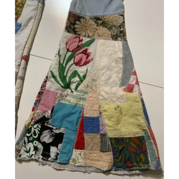 Free People Reworked Up-cycled Bell Bottom Flare Denim Jeans Art to Wear. 28 - Picture 9 of 10